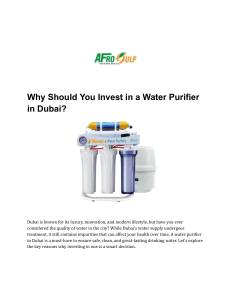 Water Purifier Investment in Dubai: Benefits & Types