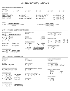 4U Physics Equations Sheet