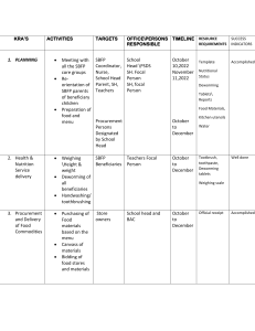 School Feeding Program Plan: Activities & Targets