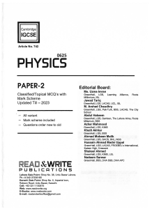 IGCSE Physics Paper-2 MCQs: Study Material