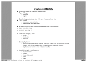 Static Electricity Notes: Charges, Grounding, and Charging Methods