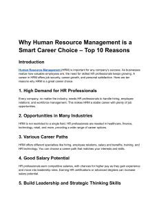 HRM Career: Top 10 Reasons to Choose Human Resources