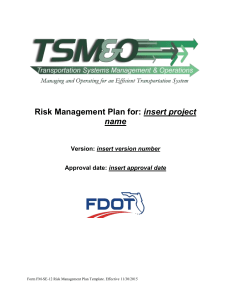 Risk Management Plan Template - FDOT ITS Projects