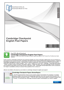 Cambridge Checkpoint English Past Papers - Free PDF