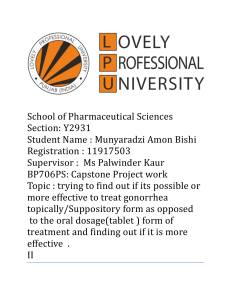 Gonorrhea Treatment: Topical vs. Oral - Capstone Project