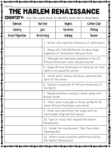 Harlem Renaissance Worksheet: Key Figures & Concepts