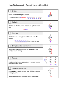 Long Division with Remainders Checklist