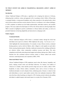 ATR & African Mindset: Impacts & Challenges