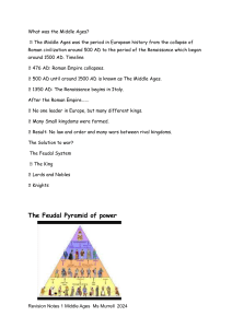 Middle Ages Revision Notes: Feudal System & Medieval Life