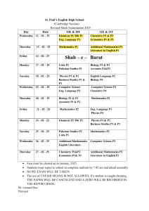 St. Paul's Mock Exam Timetable 2025