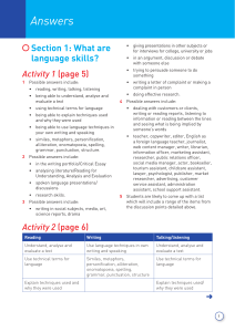 Language Skills Answers: Reading, Writing, Analysis & Evaluation