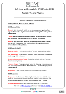 CAIE Physics GCSE Thermal Physics Definitions & Concepts