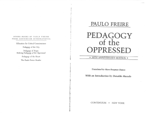 Pedagogy of the Oppressed: Paulo Freire - Chapter 2