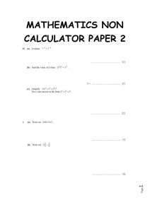 Mathematics Non-Calculator Exam Paper 2