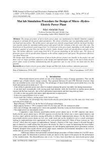 Micro-Hydro Power Plant Design using Matlab Simulink