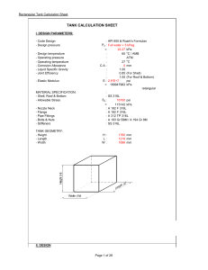 Rectangular Tank Design Calculation Sheet