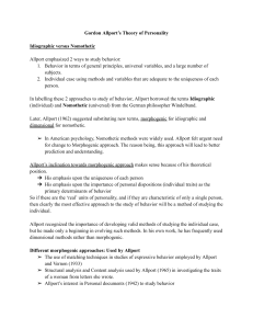 Allport's Personality Theory: Idiographic vs. Nomothetic