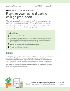 College Financial Planning Worksheet: Student Guide