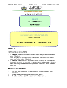 Grade 8 EMS Data Response: Vhembe East District