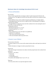 Mechanics Notes: Cambridge AS & A Level - Forces, Motion, Friction