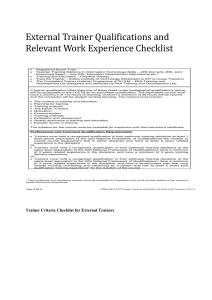 External Trainer Qualification Checklist