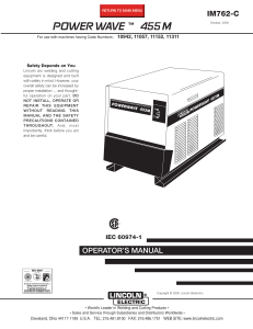 Power Wave 455 M Operator's Manual | Welding Safety & Operation