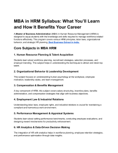 MBA in HRM Syllabus: Core Subjects & Career Benefits