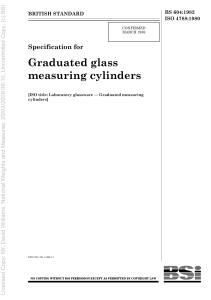 BS 604:1982: Graduated Glass Measuring Cylinders Specification