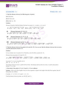 Class 10 Maths: Coordinate Geometry Solutions