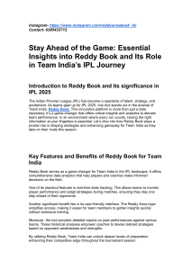 Reddy Book: Team India's IPL Strategy & Analytics