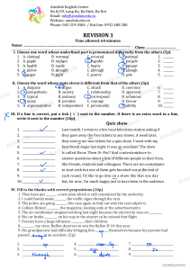 English Revision Exercise: Grammar & Vocabulary