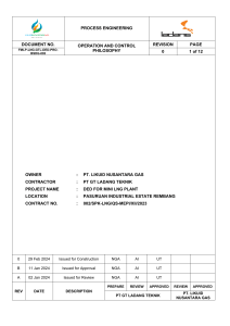 Mini LNG Plant Operation & Control Philosophy