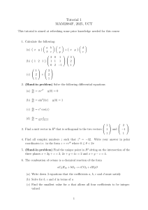 MAM2084F Tutorial: Linear Algebra & Calculus Review