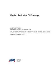 API Standard 650: Welded Oil Storage Tanks