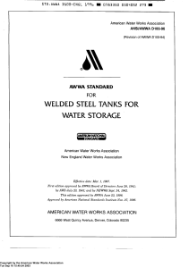 AWWA Standard: Welded Steel Tanks for Water Storage