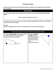 Trigonometry Summary: Right & Acute Triangles