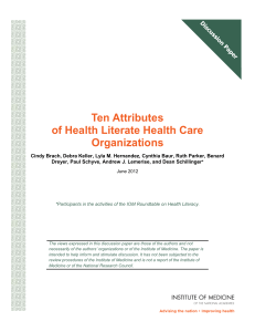 Health Literate Healthcare Organizations: 10 Attributes