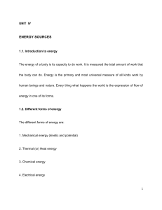 Energy Sources: Types, Consumption, and Availability