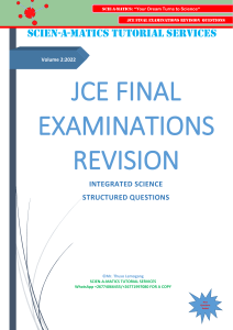 JCE Form 3 Integrated Science Structured Questions