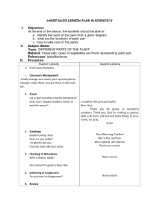 Science IV Lesson Plan: Parts of a Plant