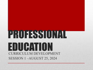 Curriculum Development in Professional Education