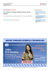 Phase-Change Memory Device Physics: An Overview