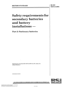 BS EN 50272-2:2001: Stationary Battery Safety Standard