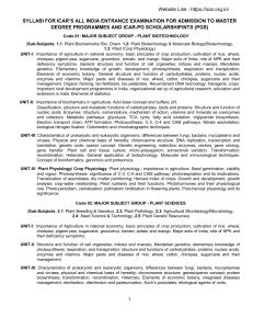 ICAR PG Entrance Syllabus: Plant Biotechnology & Plant Sciences