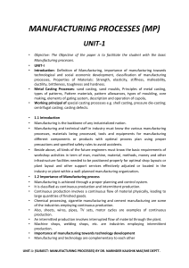 Manufacturing Processes: Introduction & Casting