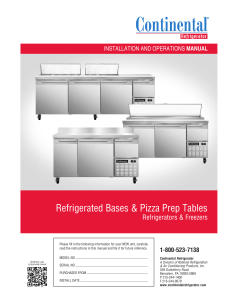 Continental Refrigerator Installation & Operations Manual