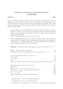 Mathematics Tutorial: Proof, Relations, Real Numbers