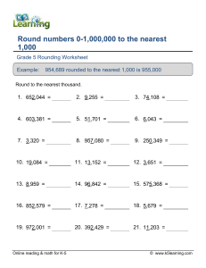 Rounding to the Nearest 1,000 - Grade 5 Worksheet