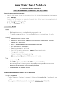 Sharpeville, Langa & Soweto: Grade 9 SA History Worksheet