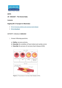 Human Body: Coronary Heart Disease Worksheet